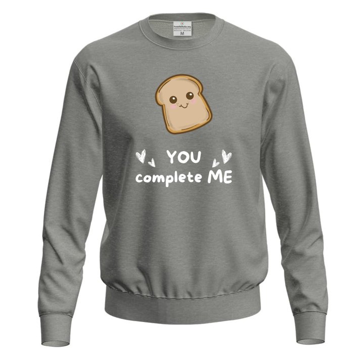 Felpa maglia panificio paninoteca con stampa DTF "PANE YOU COMPLETE ME" maglia divertente