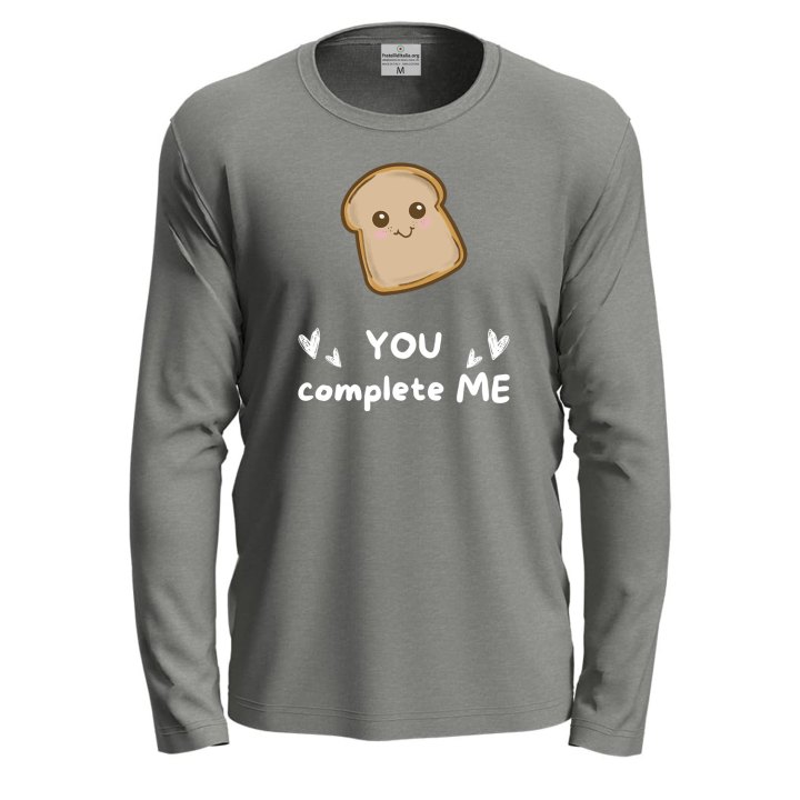 T-shirt a manica lunga con stampa DTF "PANE YOU COMPLETE ME" panificio regalo golosi divertente