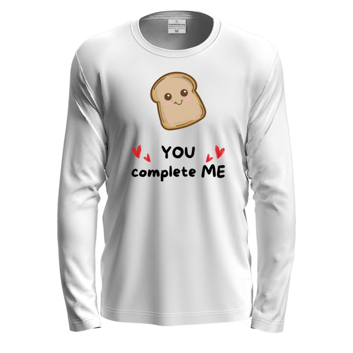 T-shirt a manica lunga con stampa DTF "PANE YOU COMPLETE ME" panificio regalo golosi divertente