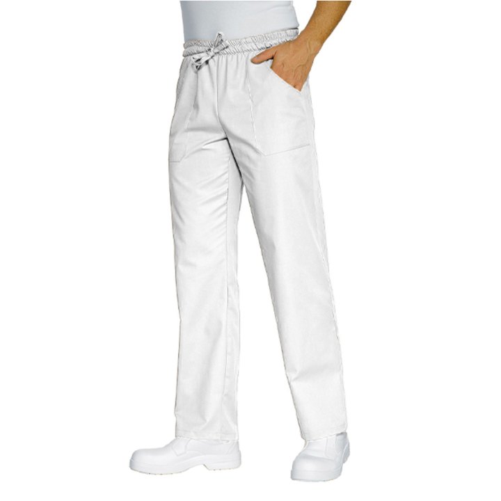 Pantalaccio pantalone da lavoro comodo cotone bianco azzurro cuoco chef - Personalizzabile con il tuo logo