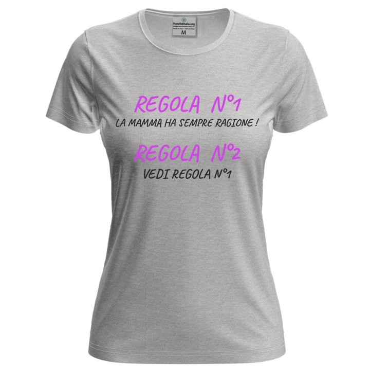T-shirt mezza manica Donna " REGOLE DELLA MAMMA" abbigliamento mamma divertente