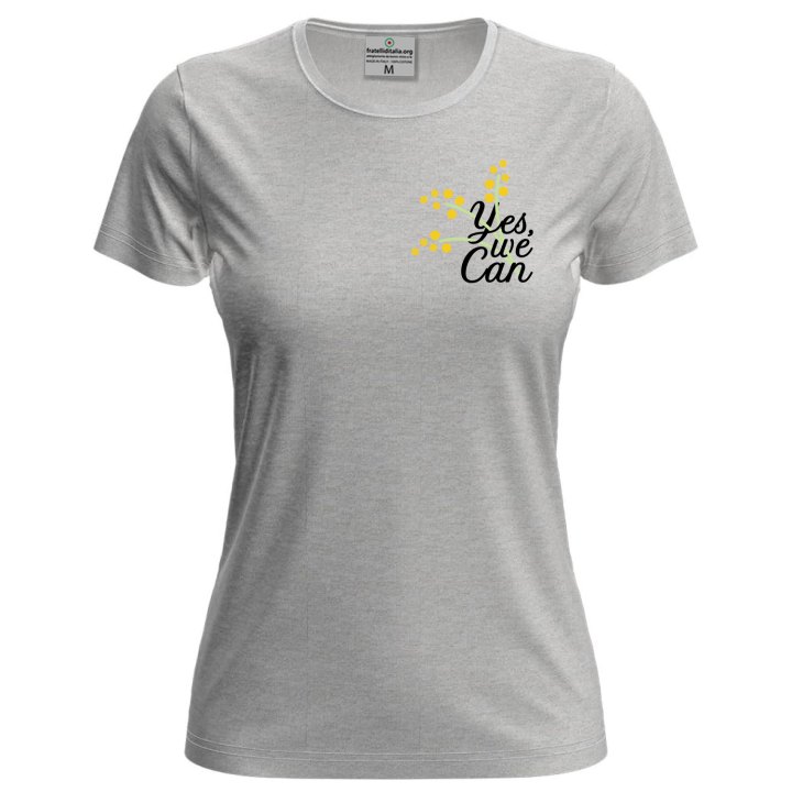 T-shirt maglia mezza manica Donna "YES, WE CAN" festa delle donne mimose maglia regalo