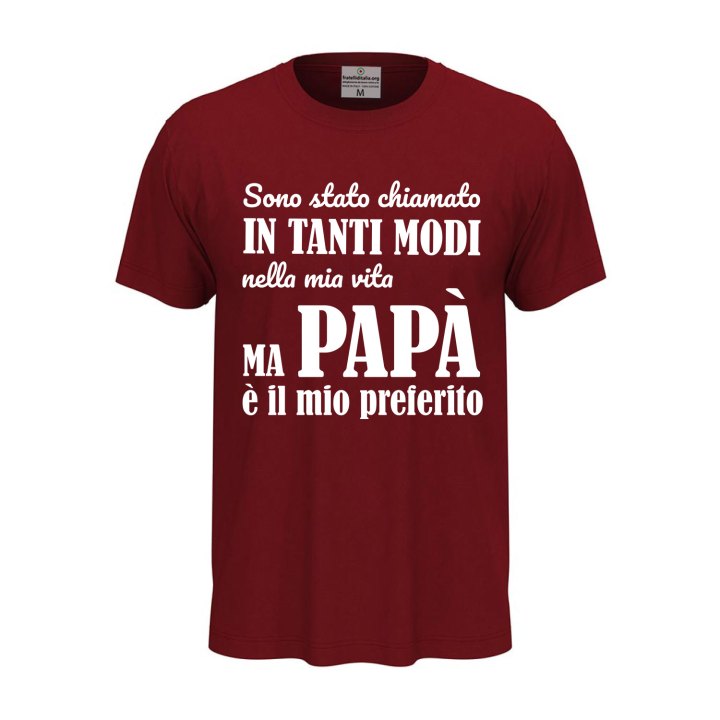 T-shirt classica stampa "Papa' è il migliore", idea regalo disponibile compleanno padre figlio