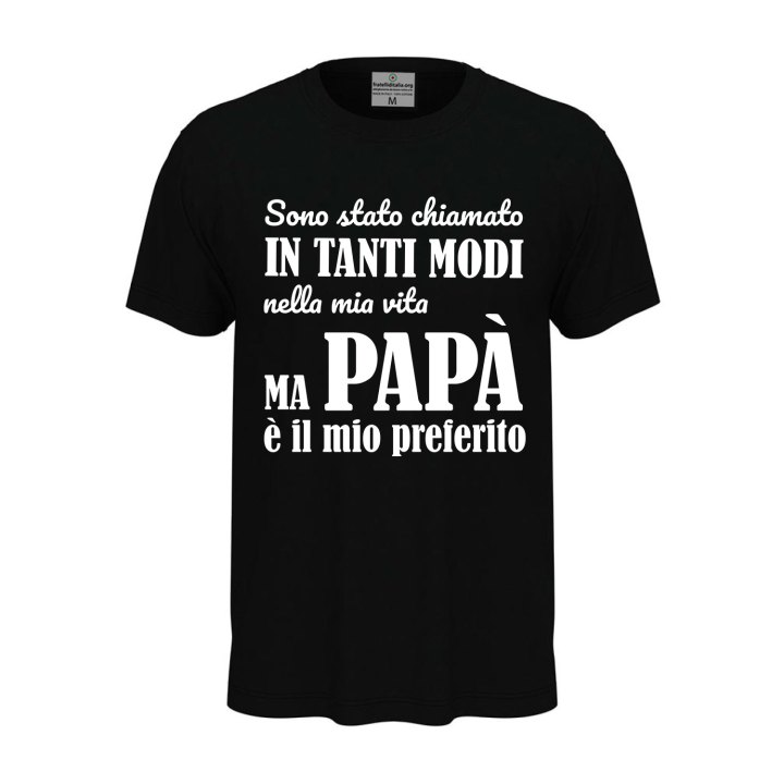 T-shirt classica stampa "Papa' è il migliore", idea regalo disponibile compleanno padre figlio