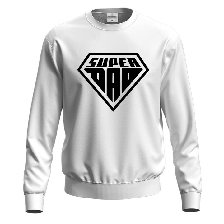 Felpa maglia con stampa DTF "SUPER DAD", idea regalo simpatica festa papa' baby shower