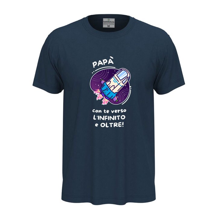 T-shirt classica unisex a manica corta con stampa "OLTRE L'INFINITO", idea regalo disponibile in diversi colori e taglie.