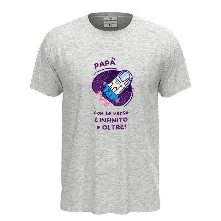 T-shirt classica unisex a manica corta con stampa "OLTRE L'INFINITO", idea regalo disponibile in diversi colori e taglie.
