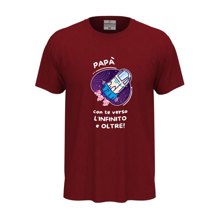 T-shirt classica unisex a manica corta con stampa "OLTRE L'INFINITO", idea regalo disponibile in diversi colori e taglie.
