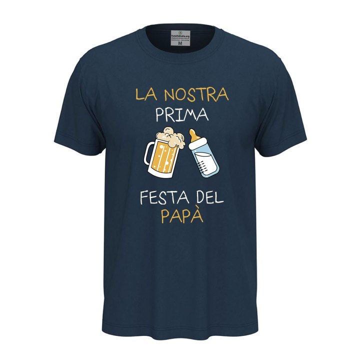T-shirt classica "PRIMA FESTA DEL PAPA'", idea regalo nascita padre figlio neonato