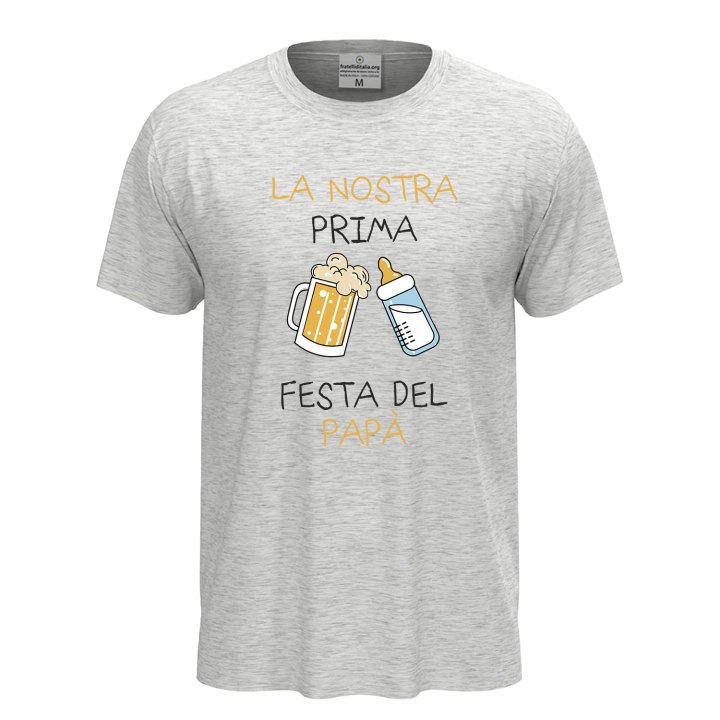 T-shirt classica "PRIMA FESTA DEL PAPA'", idea regalo nascita padre figlio neonato
