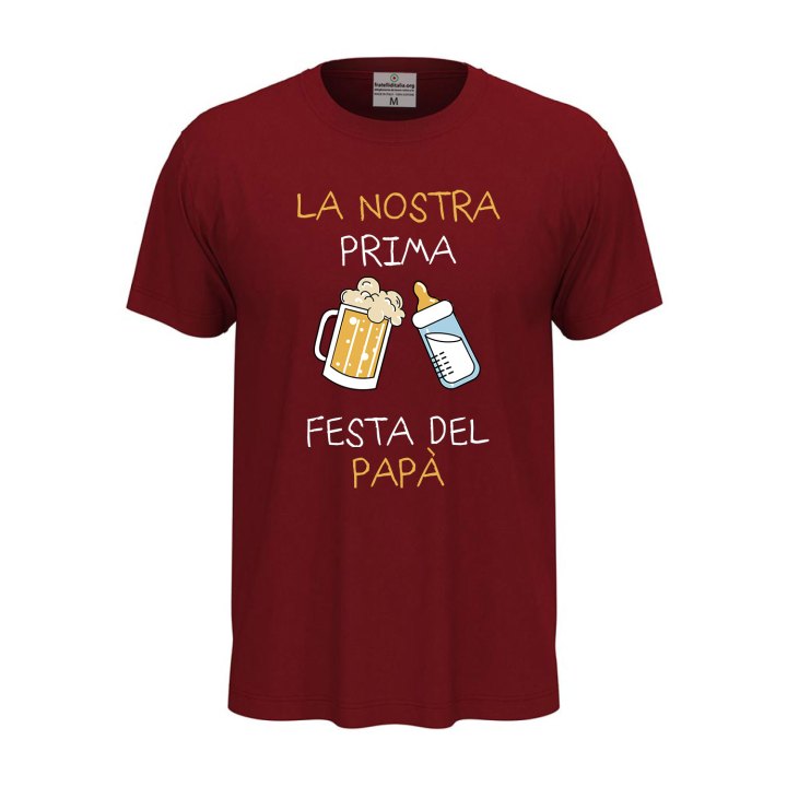 T-shirt classica "PRIMA FESTA DEL PAPA'", idea regalo nascita padre figlio neonato