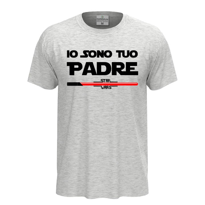 T-shirt classica unisex a manica corta con stampa "IO SONO TUO PADRE", idea regalo per la festa del papà disponibile in diversi colori e taglie.