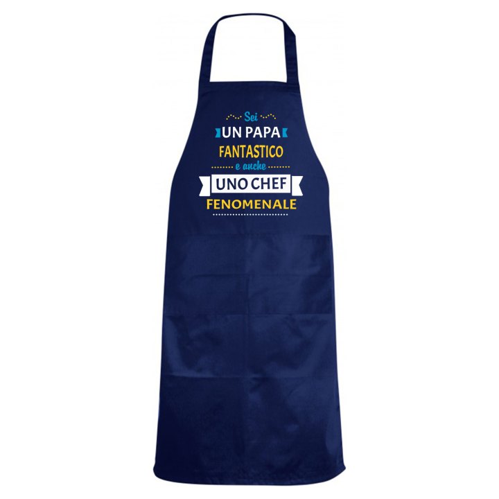 Grembiule da cucina con stampa "PAPA' CHEF FENOMENALE", idea regalo per la festa del papa' cuoco cucina