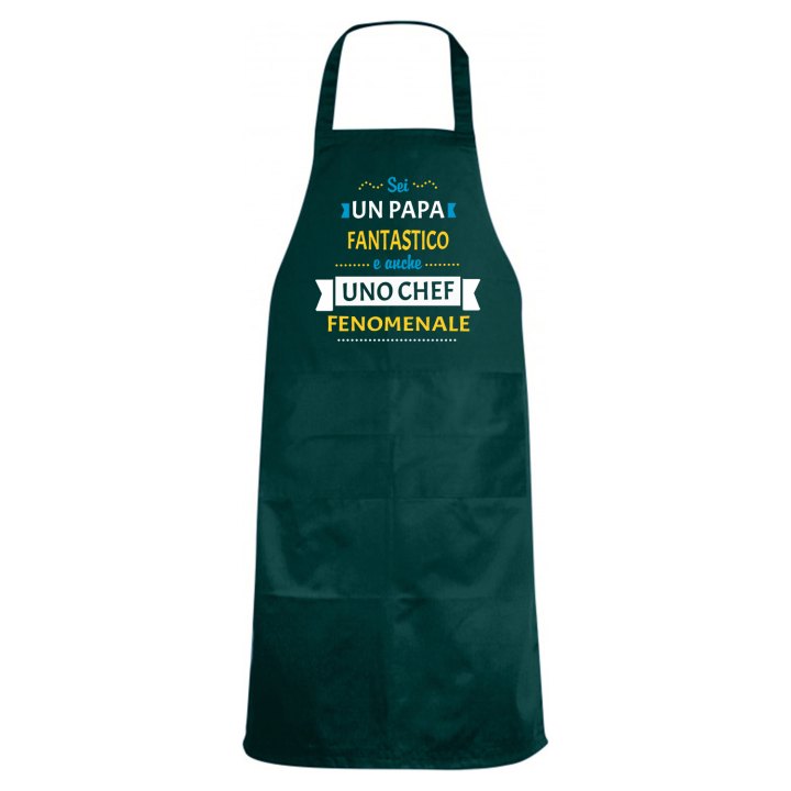 Grembiule da cucina con stampa "PAPA' CHEF FENOMENALE", idea regalo per la festa del papa' cuoco cucina