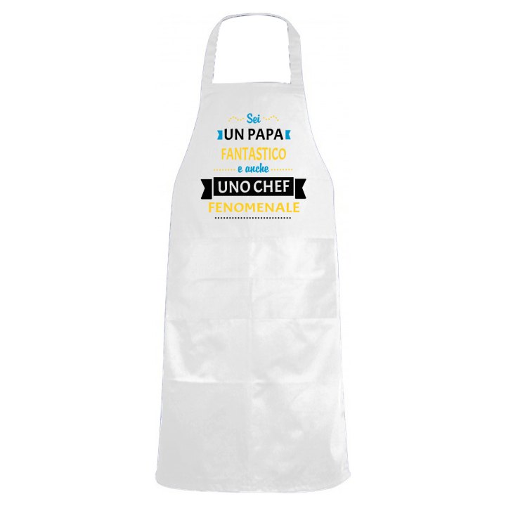 Grembiule da cucina con stampa "PAPA' CHEF FENOMENALE", idea regalo per la festa del papa' cuoco cucina