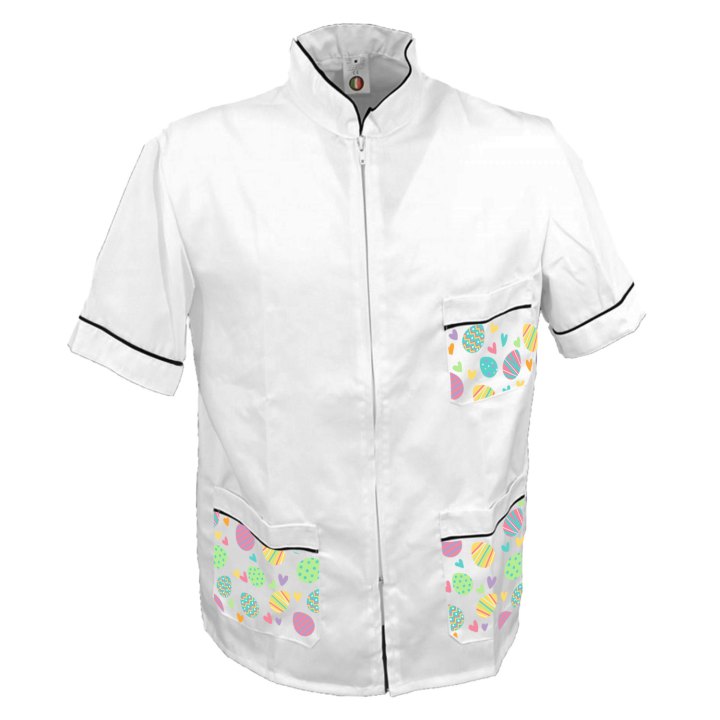 Casacca camice lavoro giacca da barbiere chef cuoco infermiere uomo Pasqua uova pasquale primavera