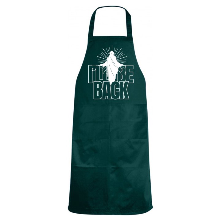 Grembiule ristorante da cucina con stampa "I'LL BE BACK', idea regalo per le festivita' Pasquali