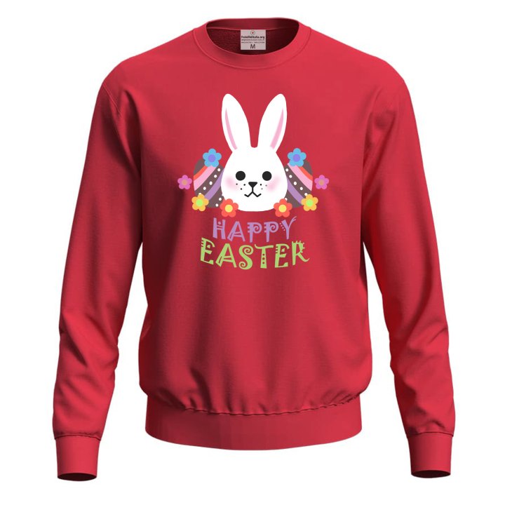 Felpa maglia unisex con stampa  "HAPPY EASTER" lavoro bar regalo per le festività Pasquali Pasqua