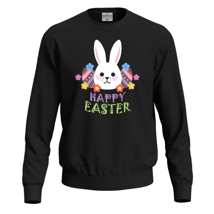 Felpa maglia unisex con stampa  "HAPPY EASTER" lavoro bar regalo per le festività Pasquali Pasqua