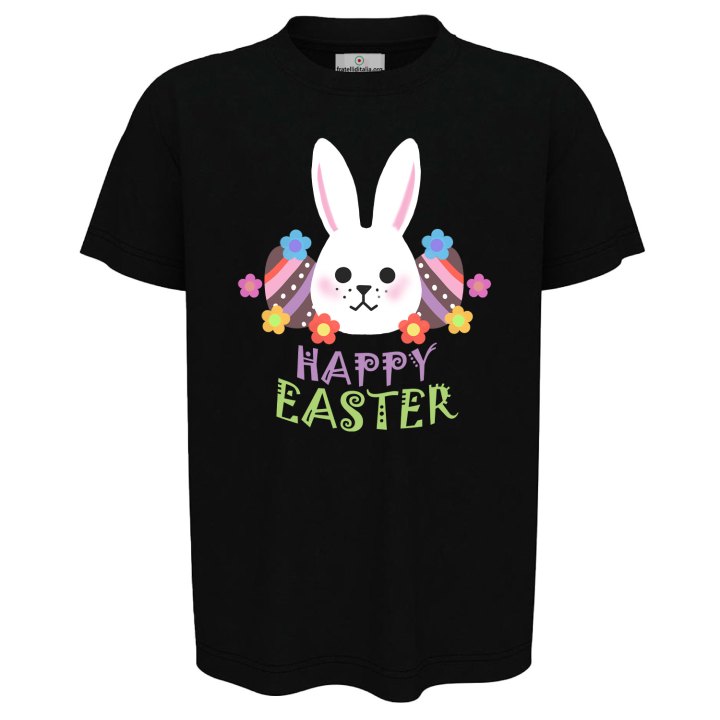 T-Shirt maglia mezza manica bambino unisex a manica corta PASQUA ""HAPPY EASTER" regalo primavera coniglio pasquale