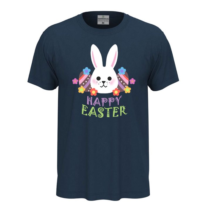 T-shirt maglia unisex Pasqua coniglio "HAPPY EASTER", regalo divertente festività Pasquali primavera