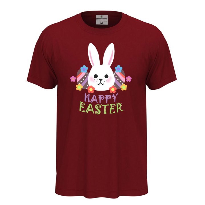 T-shirt maglia unisex Pasqua coniglio "HAPPY EASTER", regalo divertente festività Pasquali primavera