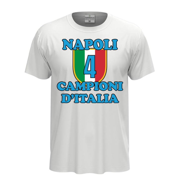T-shirt 4 Scudetto Napoli campione d'Italia 2025 Unisex Maglia cotone AGAIN celebrativa