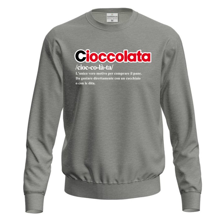 Felpa maglia unisex con stampa digitale DTF "DEFINIZIONE CIOCCOLATA" idea regalo simpatica divertente sagra fiera bar
