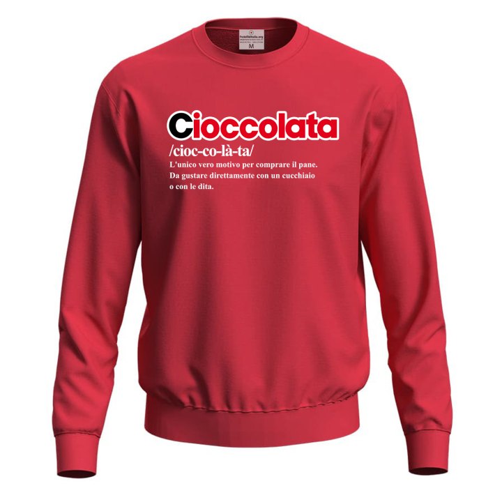 Felpa maglia unisex con stampa digitale DTF "DEFINIZIONE CIOCCOLATA" idea regalo simpatica divertente sagra fiera bar