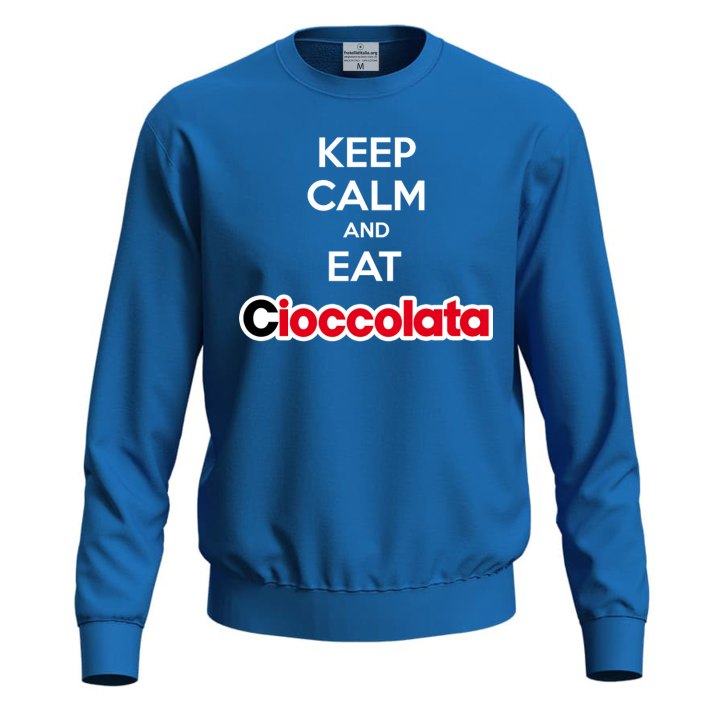 Felpa unisex con stampa digitale DTF "KEEP CALM AND EAT CIOCCOLATA" , idea regalo disponibile in varie taglie e colori