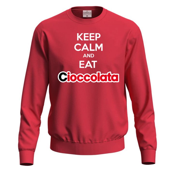 Felpa unisex con stampa digitale DTF "KEEP CALM AND EAT CIOCCOLATA" , idea regalo disponibile in varie taglie e colori
