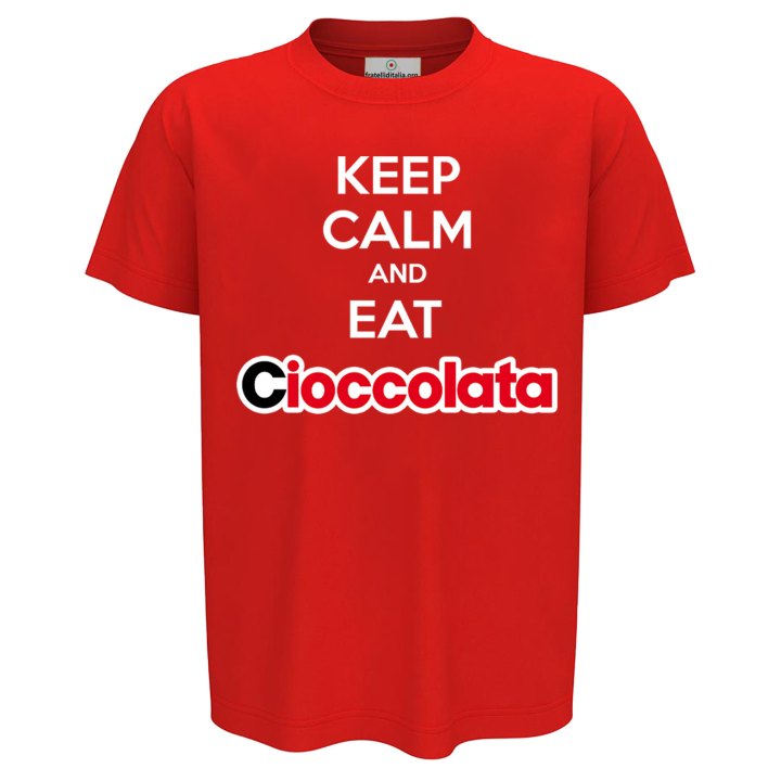 T-shirt maglia unisex a manica corta  "KEEP CALM AND EAT CIOCCOLATA" regalo cioccolato divertente