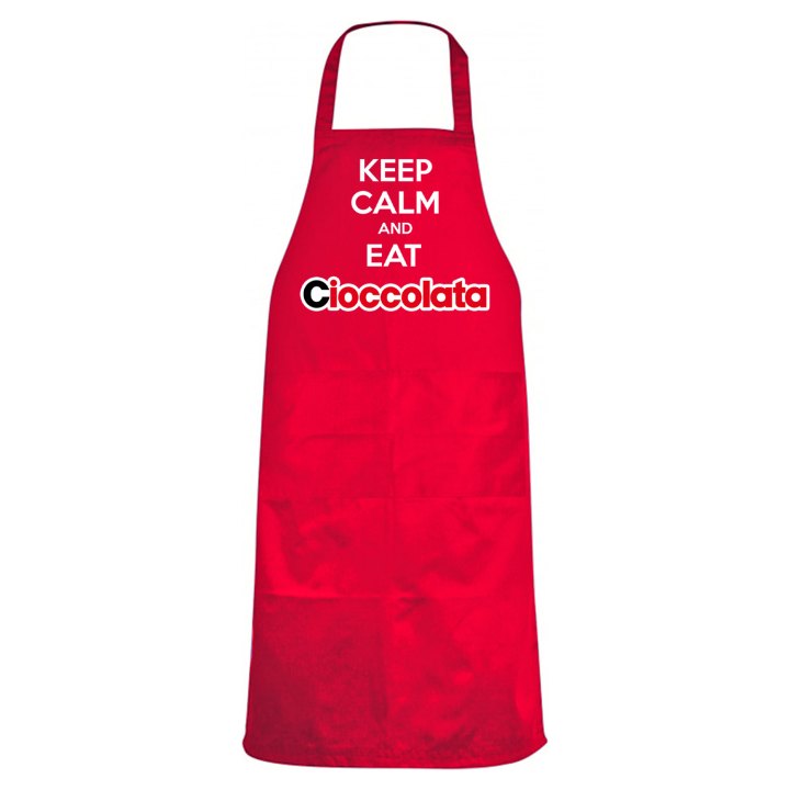 Grembiule cucina con stampa "KEEP CALM AND EAT CIOCCOLATA", idea regalo bar cioccolateria creperia pasticceria