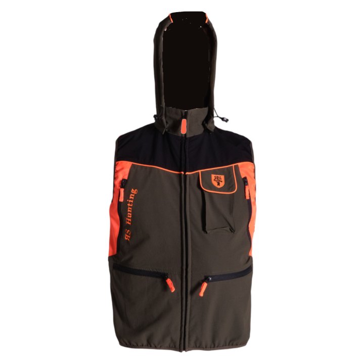 Gilet da Caccia Rip-Stop Elasticizzato carniere posteriore con doppia zip Idrorepellente e traspirante