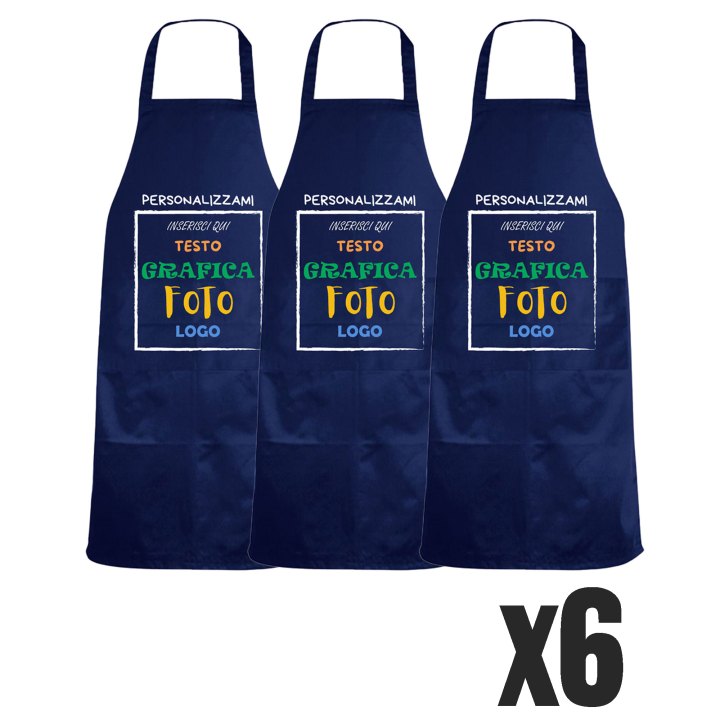 Kit 6 Grembiuli Professionali Personalizzabili Fratelliditalia - Paravanti Regular Fit Traspiranti con Tasca - Made in Italy