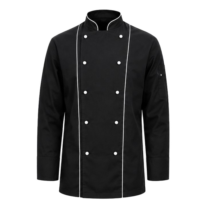 Giacca casacca da cuoco chef cotone nera ristorante serale elegante gala cucina - Personalizzabile con il tuo logo