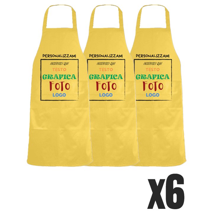 Kit 6 Grembiuli Professionali Personalizzabili Fratelliditalia - Paravanti Regular Fit Traspiranti con Tasca - Made in Italy