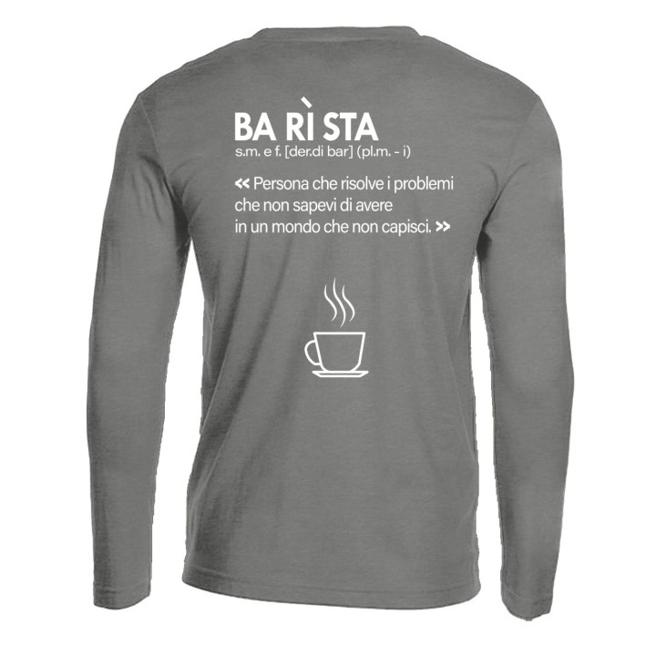 T-shirt maglia  manica lunga con stampa ITALIAN ESPRESSO bar barista caffetteria idea regalo uomo donna
