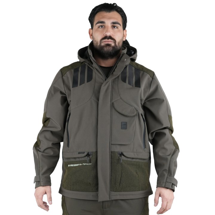 Giacca Softshell giubbotto foderato in pile cappuccio staccabile caccia uomo