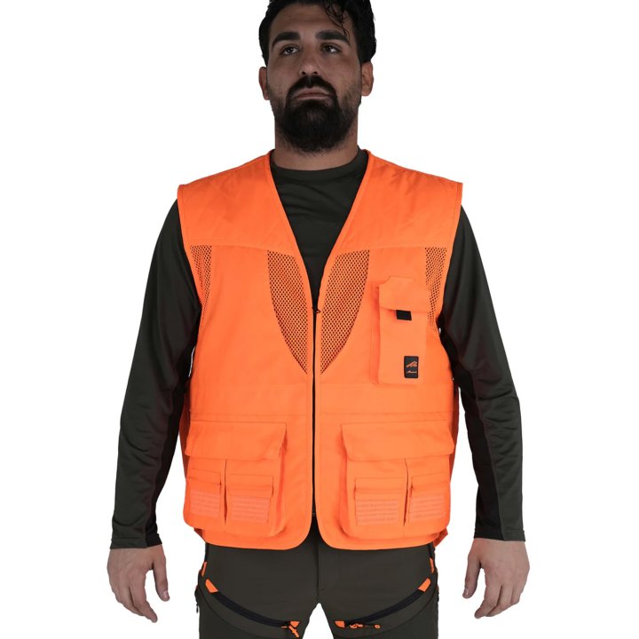 Gilet da Caccia Verde Arancio Fluo Elasticizzata e Antistrappo impermeabile