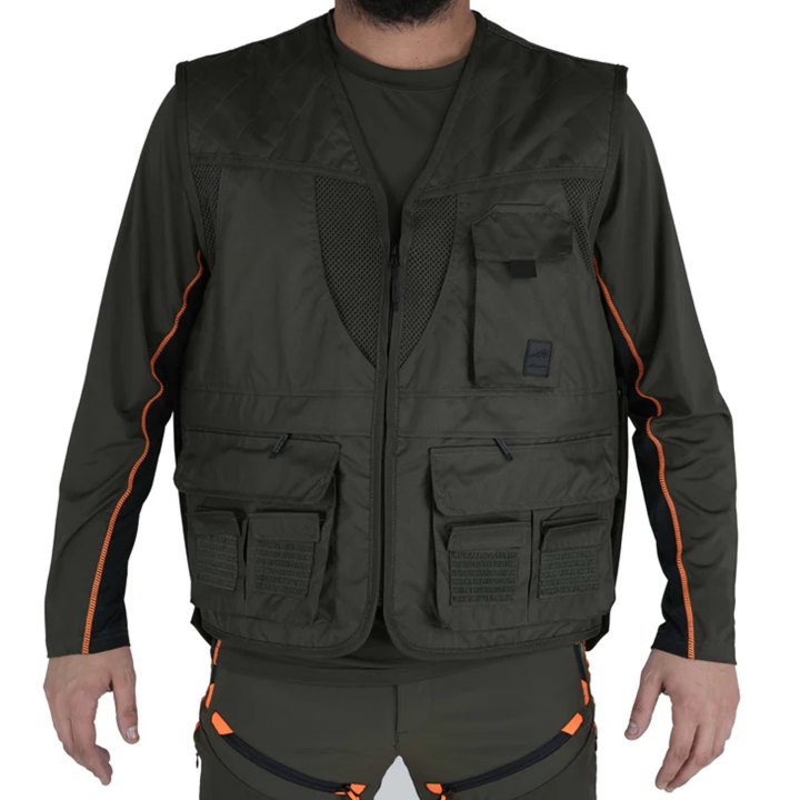 Gilet da Caccia Verde Arancio Fluo Elasticizzata e Antistrappo impermeabile