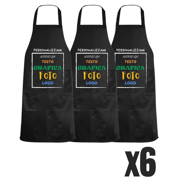 Kit 6 Grembiuli Professionali Personalizzabili Fratelliditalia - Paravanti Regular Fit Traspiranti con Tasca - Made in Italy