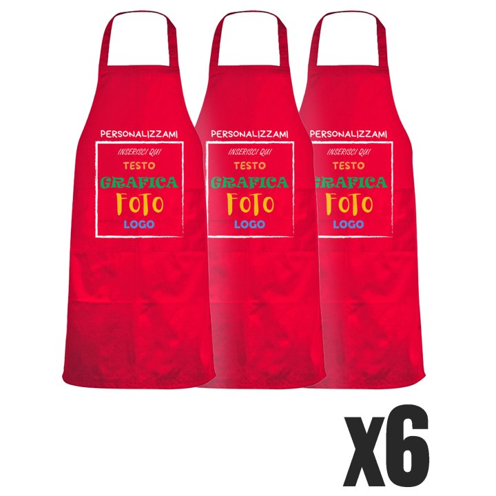 Kit 6 Grembiuli Professionali Personalizzabili Fratelliditalia - Paravanti Regular Fit Traspiranti con Tasca - Made in Italy