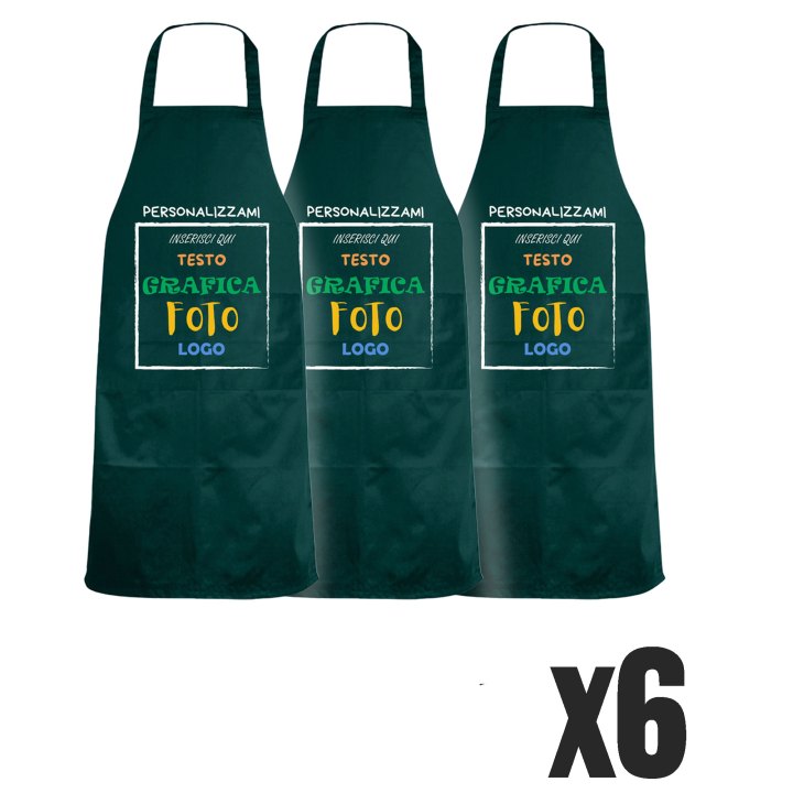 Kit 6 Grembiuli Professionali Personalizzabili Fratelliditalia - Paravanti Regular Fit Traspiranti con Tasca - Made in Italy
