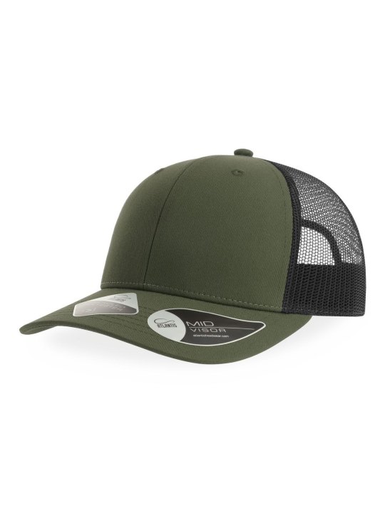 Cappellino trucker BRYCE a 6 pannelli personalizzabile in poliestere riciclato