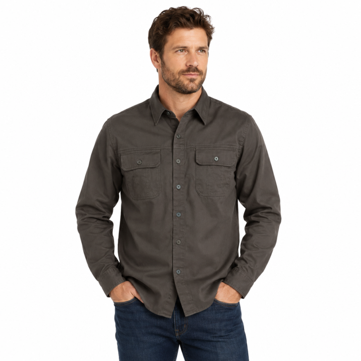 Camicia manica lunga cotone militare mimetica verde bottoni abbigliamento caccia