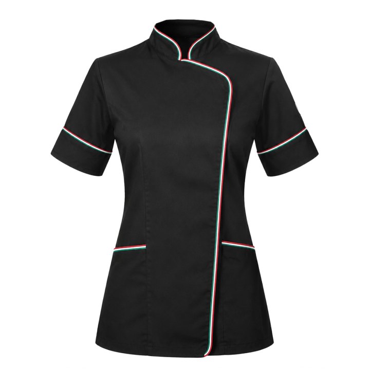 Casacca cuoco donna chef nera bianca mezze maniche femminile cotone cucina - Personalizzabile con il tuo logo