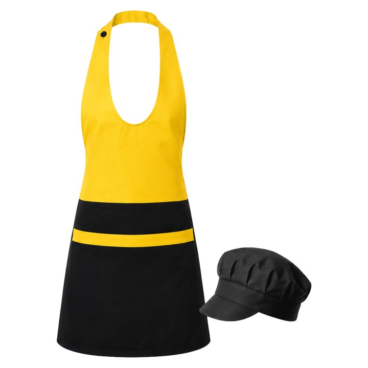 Grembiule paragilet cappello bar pub birreria rosticceria caffetteria kit set