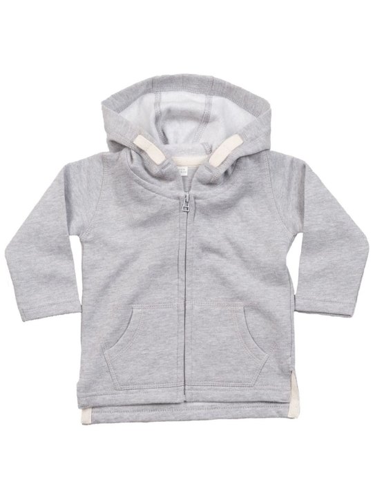 Baby Zipped Hoodie Felpa Baby con Zip e Cappuccio Personalizzabile in Cotone Riciclato