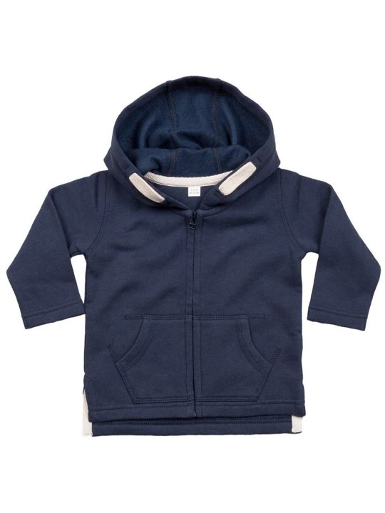 Baby Zipped Hoodie Felpa Baby con Zip e Cappuccio Personalizzabile in Cotone Riciclato
